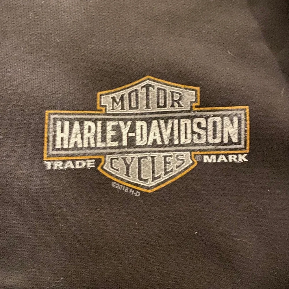 Harley Davidson Men Black Orange Track Jacket Full Zip Embroidered Logo‎ Size XL